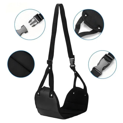 Homefish Portable Airplane Foot Hammock Adjustable Travel Flight Carry Office Under Desk Rest Black