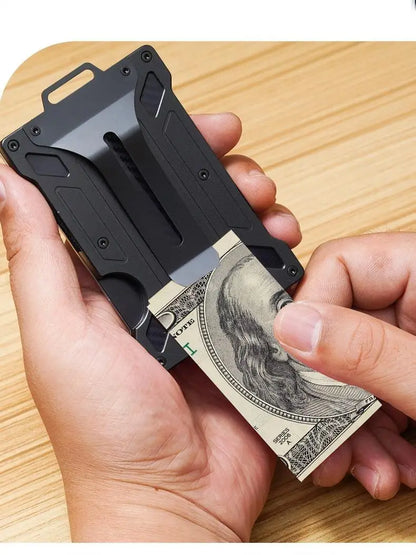 Homefish Slim Metal Wallet Men Rfid Blocking Money Clip Clear Id Window Carbon Fiber Texture Travel