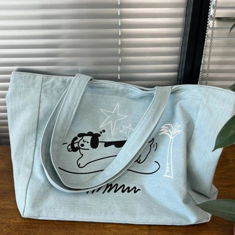 Dog Cowboy Tote Bag Portable Go-Out Travel Shoulder
