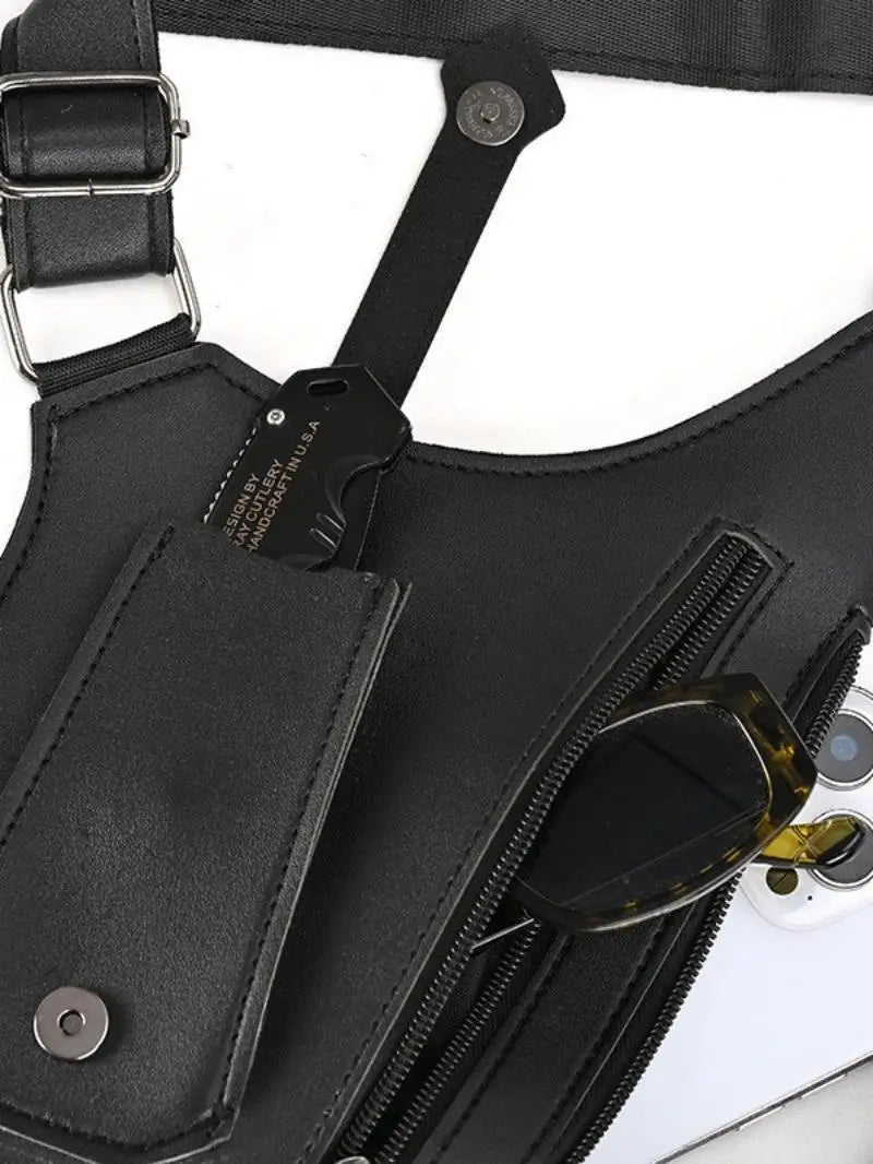 Homefish Double Shoulder Strap Tactical Fishing Bag Waterproof Pu Multi-Pocket Outdoor Anti-Theft