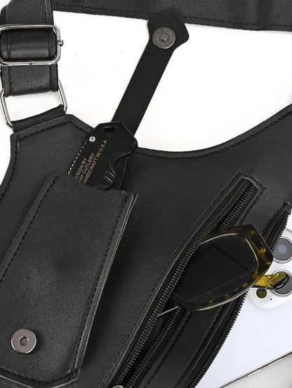 Homefish Double Shoulder Strap Tactical Fishing Bag Waterproof Pu Multi-Pocket Outdoor Anti-Theft