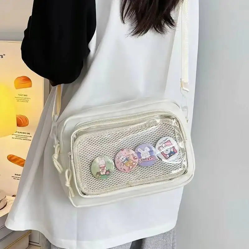 Mini Ita Crossbody Bag – Transparent Pocket Small Shoulder Bag for Badge Display