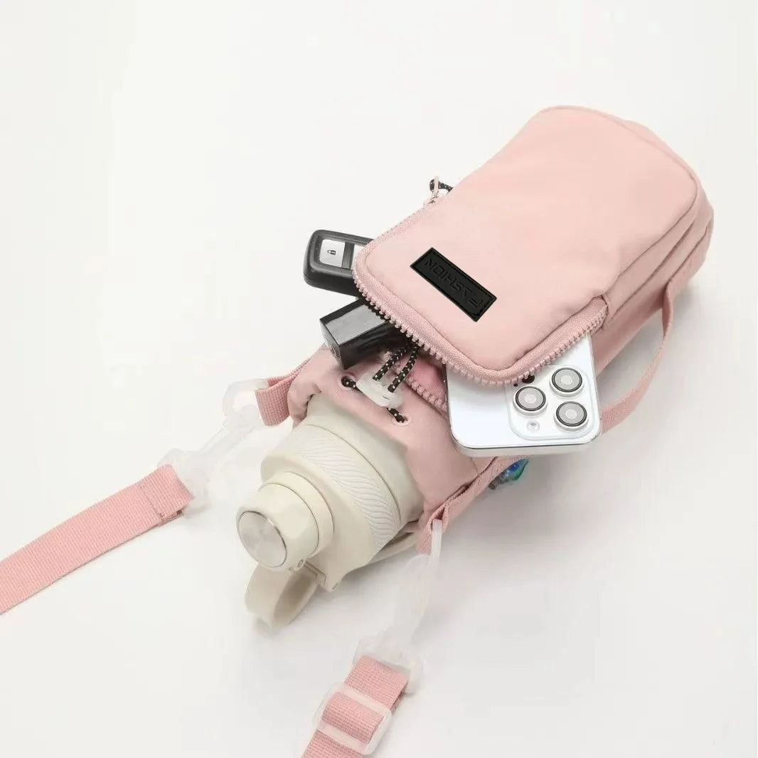 Unisex Water Bottle Holder Strap Insulation Water Bottle Carrier Bag Phone Pocket Water Bottle Sling