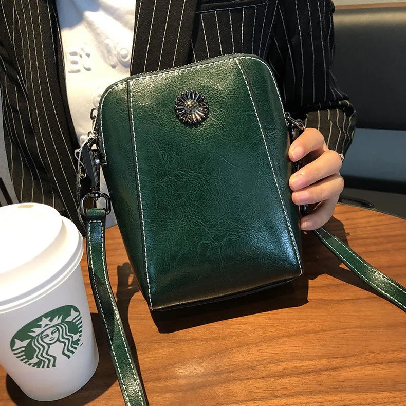 Vertical Square Spliced Commuting Single-Shoulder Bag Women