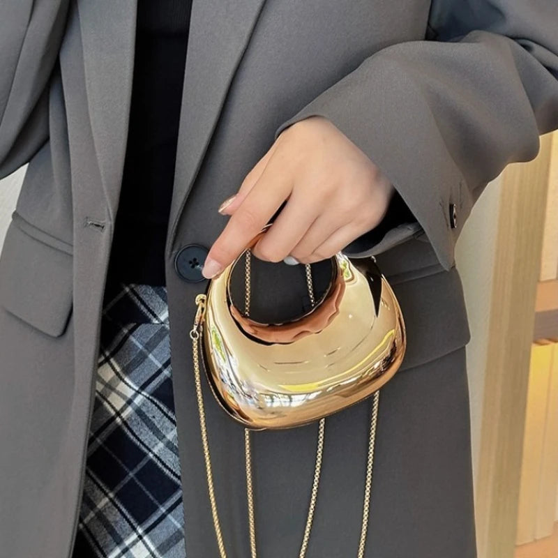 Glossy Mini Evening Bag with Chain Strap for Party & Wedding