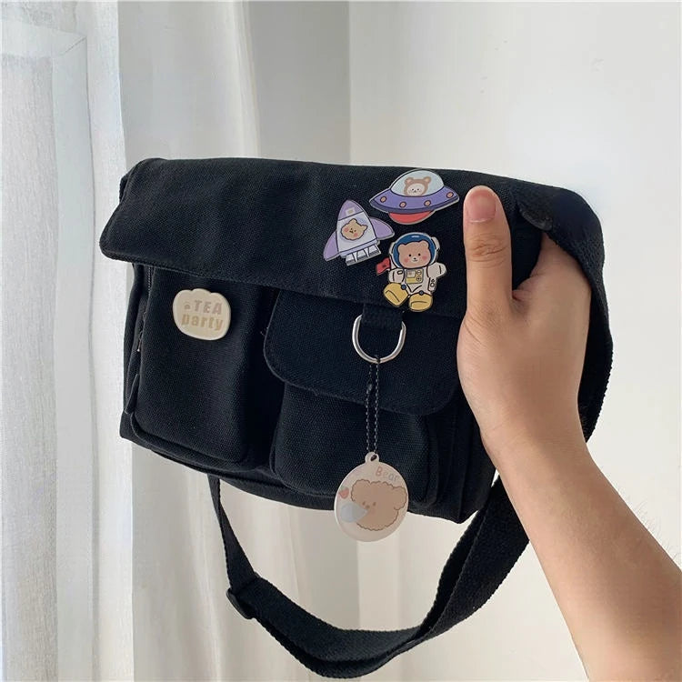 Canvas Crossbody Messenger Bag – Casual Shoulder Bag for Girls