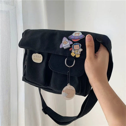 Canvas Crossbody Messenger Bag – Casual Shoulder Bag for Girls