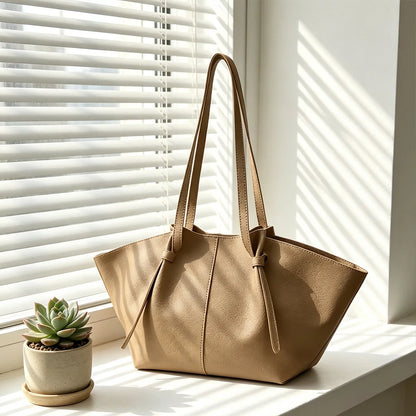 Retro Minimalist Women Bucket Bag Solid Pu Large Capacity Lightweight Magnetic Snap Shoulder Commute