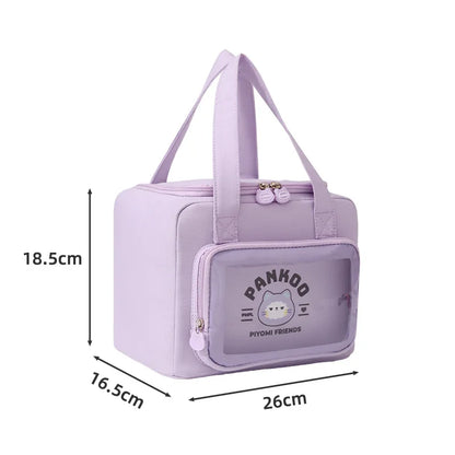Cartoon Bento Bag Hand-Held Japanese-Style Cute Girl Insulated Bag Lunch Box Bag Students At Work