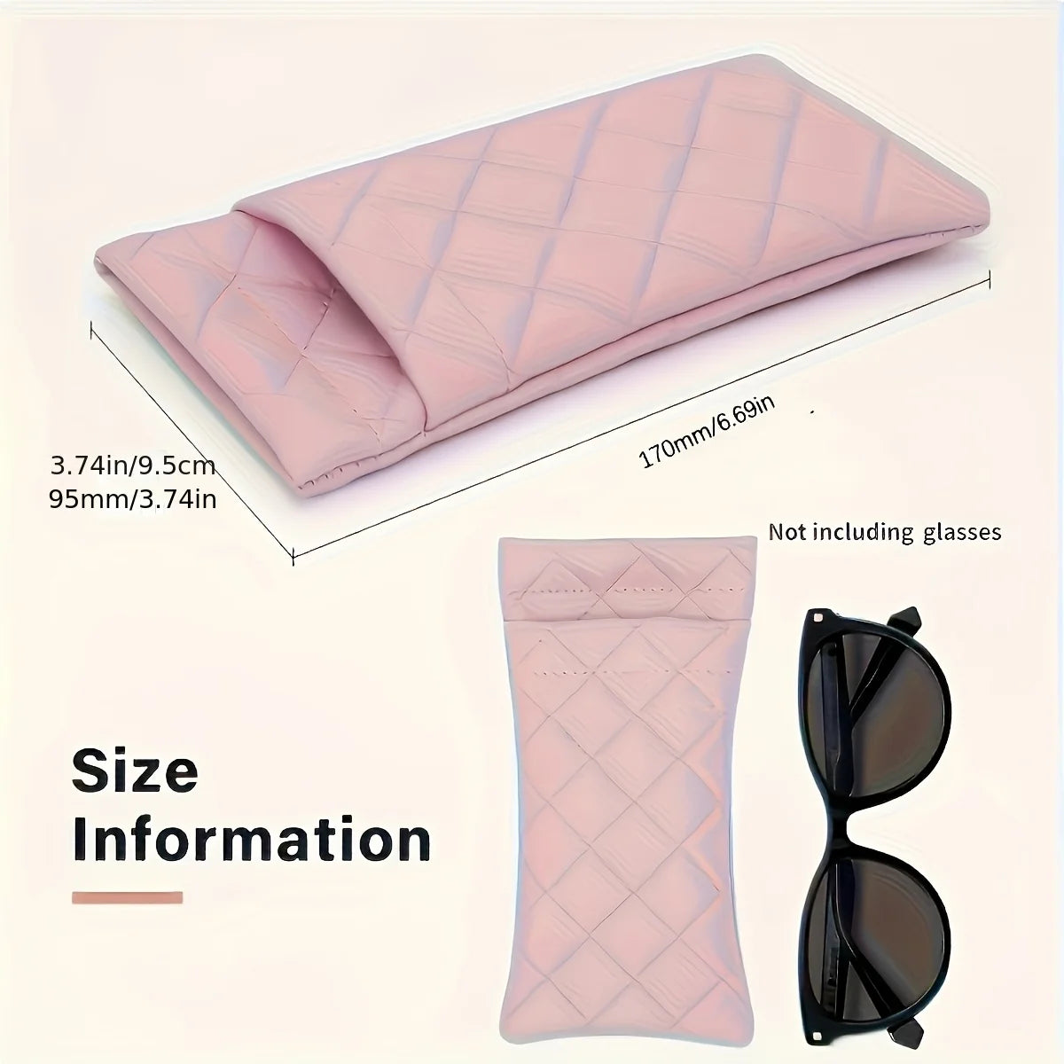 Quilted Faux Leather Glasses Case with Auto-Close Snap