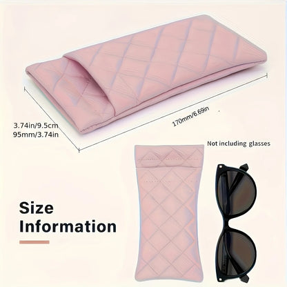 Quilted Faux Leather Glasses Case with Auto-Close Snap