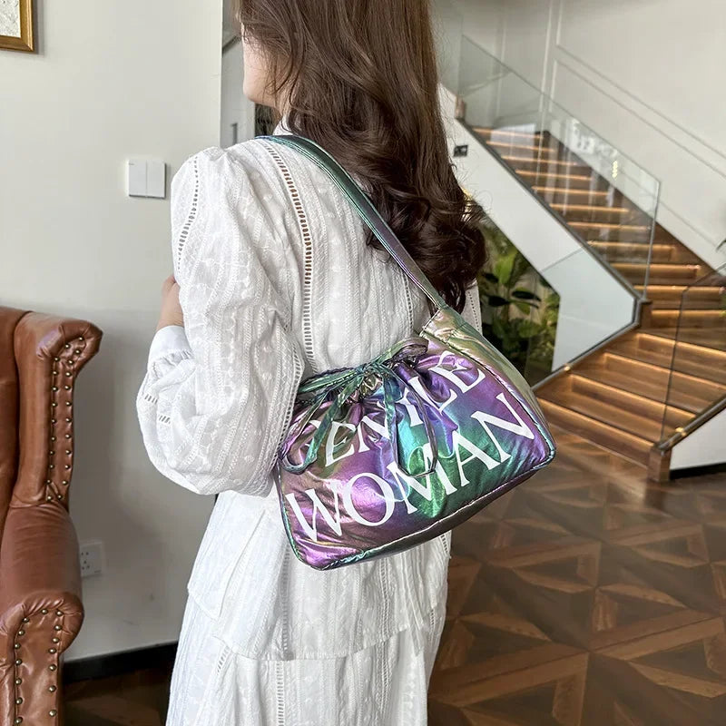 Stylish Dumpling Bag Small Letter Underarm Bag Super Light Shoulder Bag Colorful Upgraded Bubble