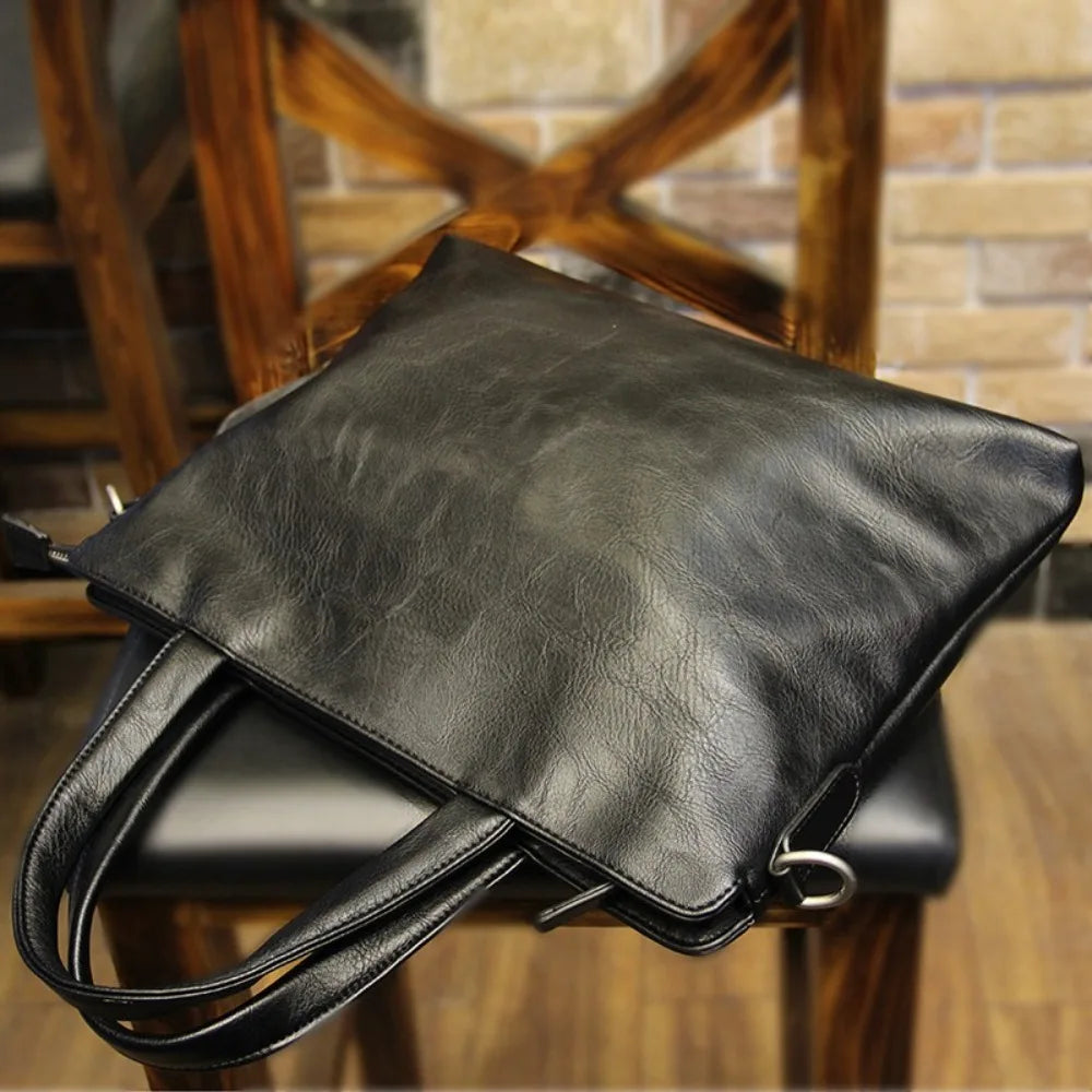 Soft Pu Leather Briefcase Simple Large-Capacity 13-Inch Computer Storage - Waterproof Soft