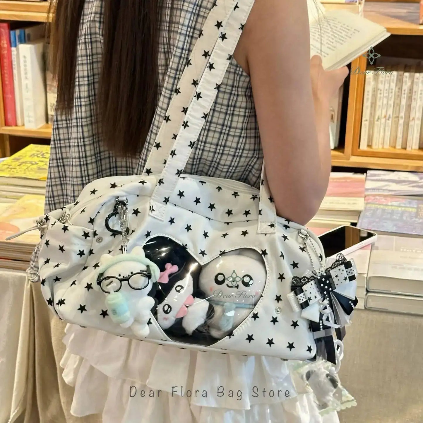 Ita Bag Large Capacity Crossbody Shoulder Bag – Transparent Heart Window, Y2K Lolita Style