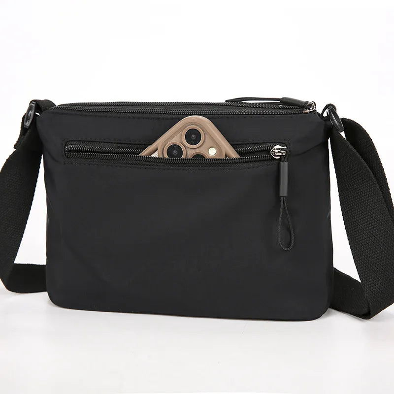 Women S Oxford Cloth Waterproof Crossbody Bag Three Zipper Large Capacity Shoulder Multi-Layer