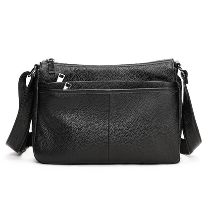 Women S Leather Shoulder Bag Large Capacity Soft Multi-Layer Multi-Function Diagonal Span - Soft
