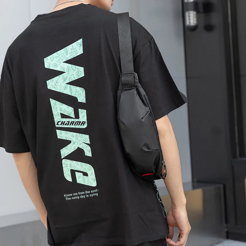 Men S Women One-Shoulder Oxford Cloth Waterproof Mobile Phone Storage Cycling Chest Bag - Waterproof