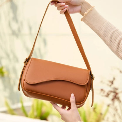 Lightweight Flap Shoulder Bag Vintage-Inspired Faux Leather Crossbody Purse Casual Outings Work