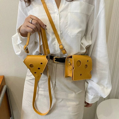 Cheese Crossbody Bag – Cute Novelty Shoulder Purse with Charm