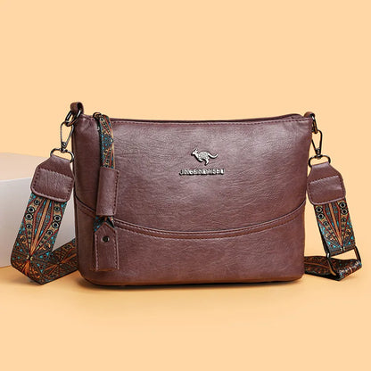 Retro Leather Crossbody Bag – Boho Strap Women's Purse