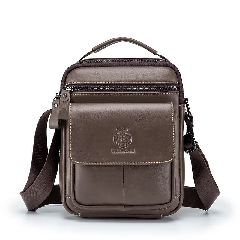 Top-Grain Cowhide Men S Single-Shoulder Bag Crossbody Leather Hand-Held Large-Capacity Bag