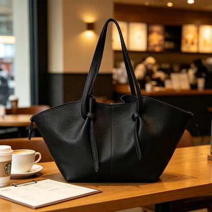 Retro Minimalist Women Bucket Bag Solid Pu Large Capacity Lightweight Magnetic Snap Shoulder Commute