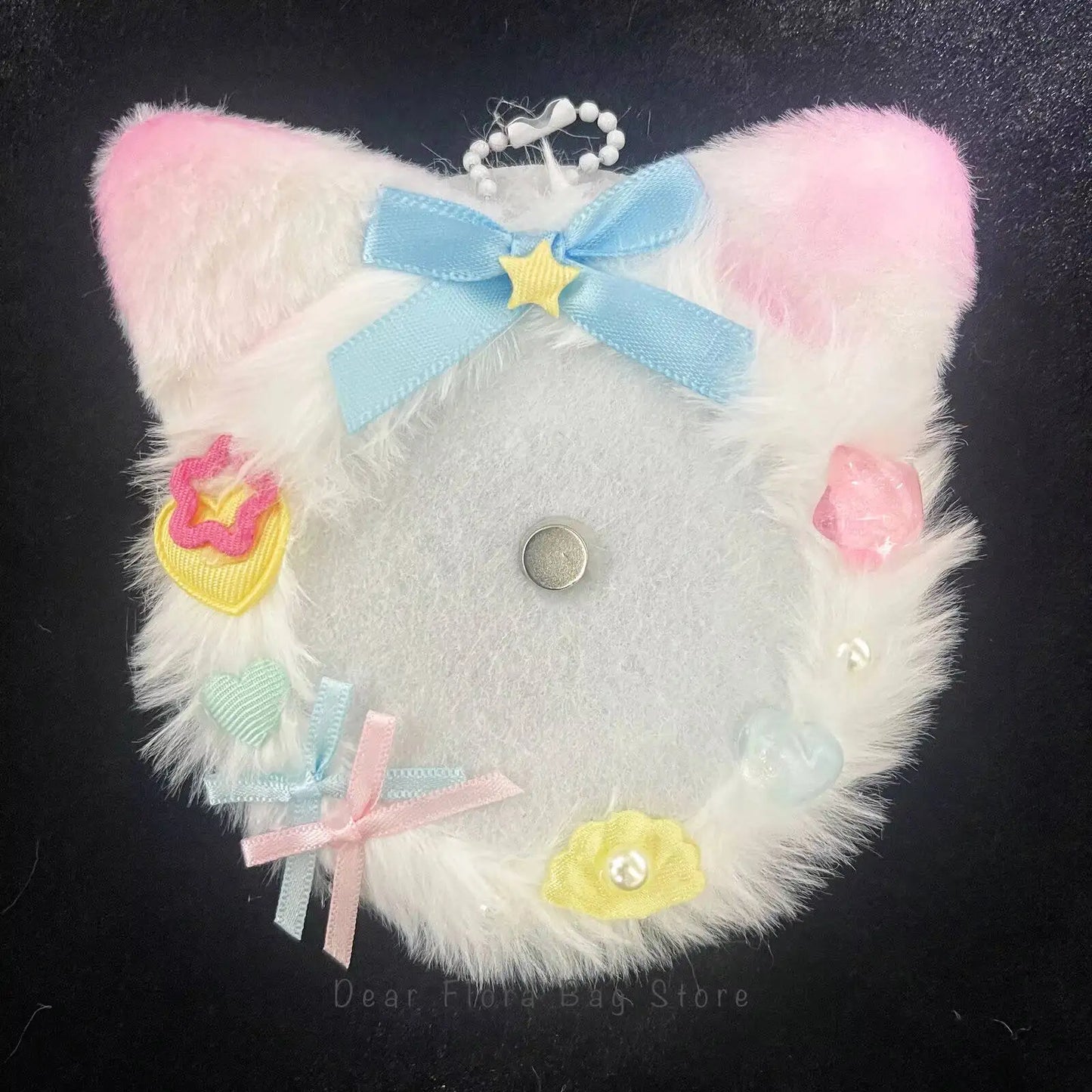 Plush Cat Ear Itabag Badge Stand – Handmade Anime Pin Holder