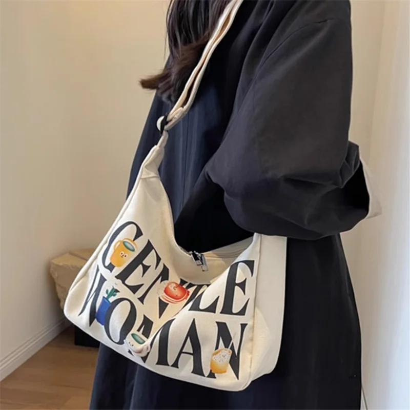 Gentle Woman Canvas Shoulder Bag – Large Crossbody Tote