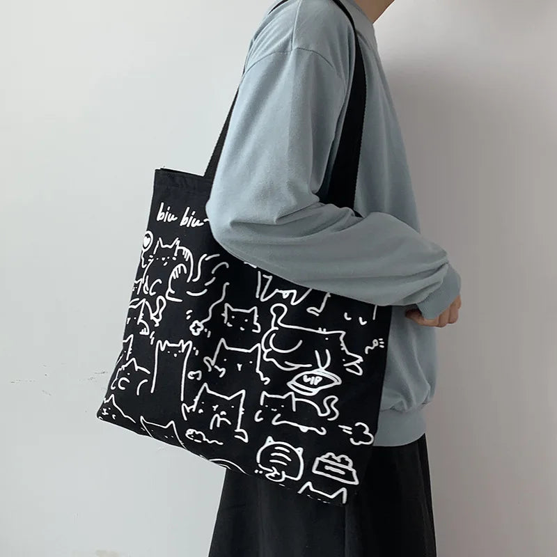 Cute Animal Print Canvas Tote Shoulder Bag