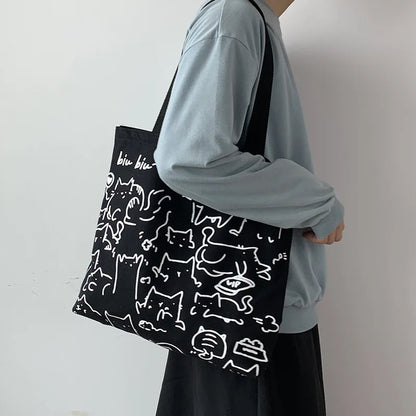 Cute Animal Print Canvas Tote Shoulder Bag