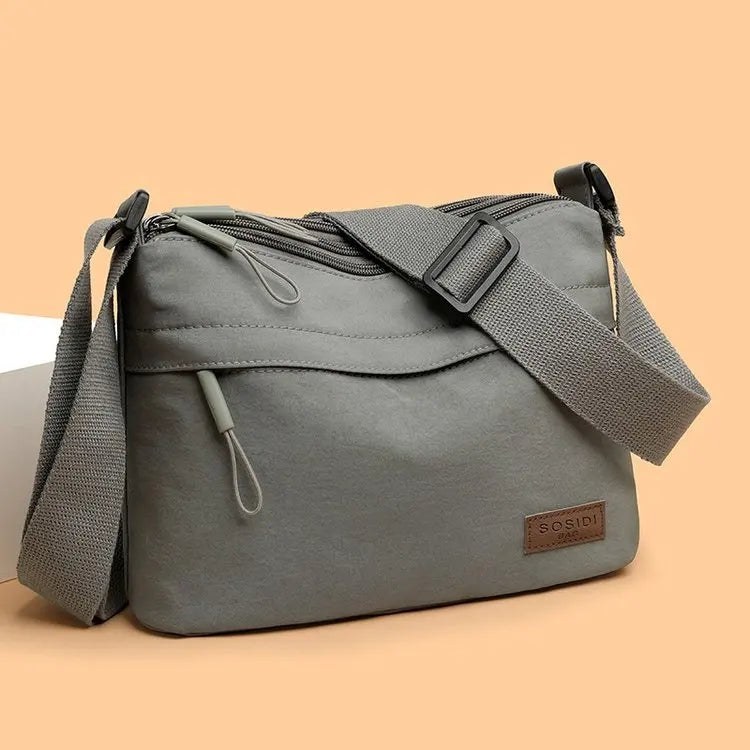 Simple Solid Color Nylon Cloth Women Multifunctional Leisure Waterproof Portable Shoulder Crossbody