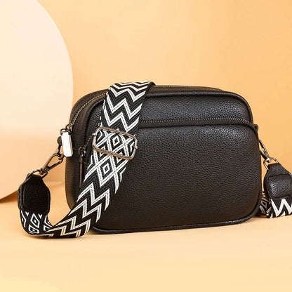 Leather Crossbody Bag – Geometric Strap Shoulder Bag for Women