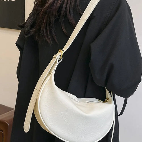 Crescent Crossbody Bag Women Vintage Soft Leather Shoulder Bag