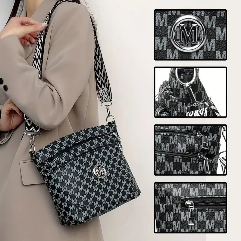 Monogram Crossbody Bag for Women – Multi-Pocket Shoulder Bag