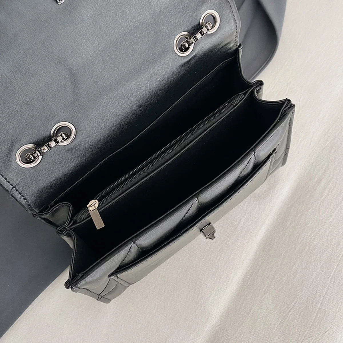 Luxury Fashionable Chain Bag Solid Color Pu Leather Women Crossbody Quilted Shoulder Daily Use