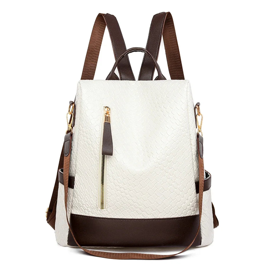 Designer PU Leather Backpack for Women – Large Capacity Travel Bag
