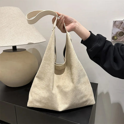Faux Suede Women S Bag Simple Large Capacity Korean Version Trendy Casual Shoulder Armpit Bag Pure