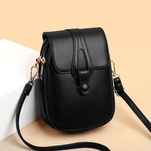 Mini Leather Crossbody Bag – Multi-Layer Phone & Shoulder Purse