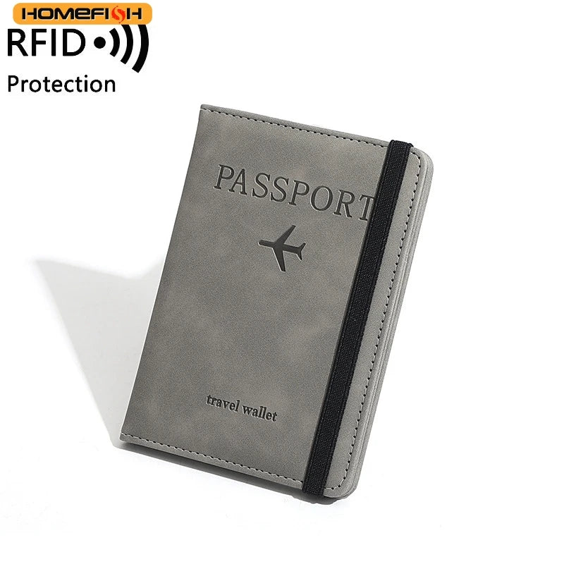 Homefish Women Men Rfid Vintage Business Passport Covers Holder Multi-Function Id Bank Card Pu