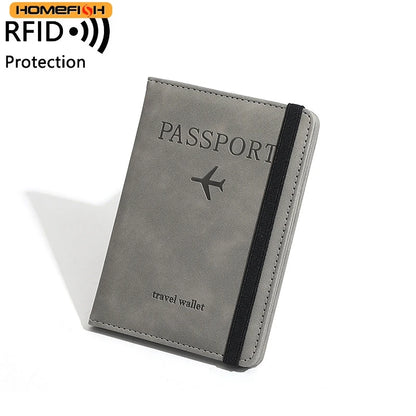 Homefish Women Men Rfid Vintage Business Passport Covers Holder Multi-Function Id Bank Card Pu