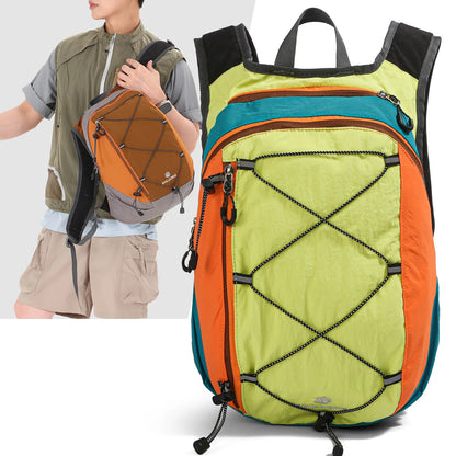 Light Nylon Spliced Color-Blocking Backpack Hiking