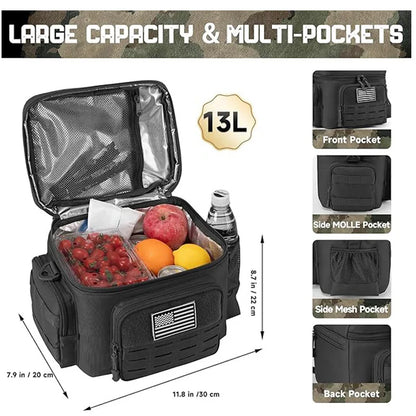 Homefish Tactical Lunch Bag Men Heavy Duty Leakproof Insulated Cooler Outdoor Work Camping Picnic