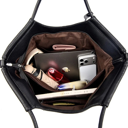 Large PU Leather Tote Bag – Women's Luxury Shoulder Hobo Bag