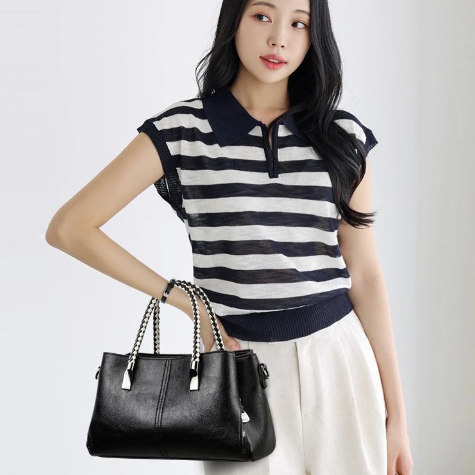 Luxury Designer Handbag for Women – 3-Layer Soft PU Leather Tote & Crossbody Bag
