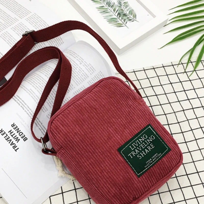 Corduroy Crossbody Bag for Women – Mini Phone Shoulder Bag