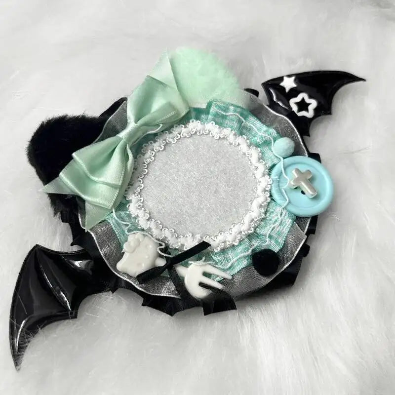 Itabag Badge Stand with Cat Ears & Bat Wings – Handmade Anime Pin Holder