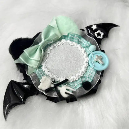 Itabag Badge Stand with Cat Ears & Bat Wings – Handmade Anime Pin Holder