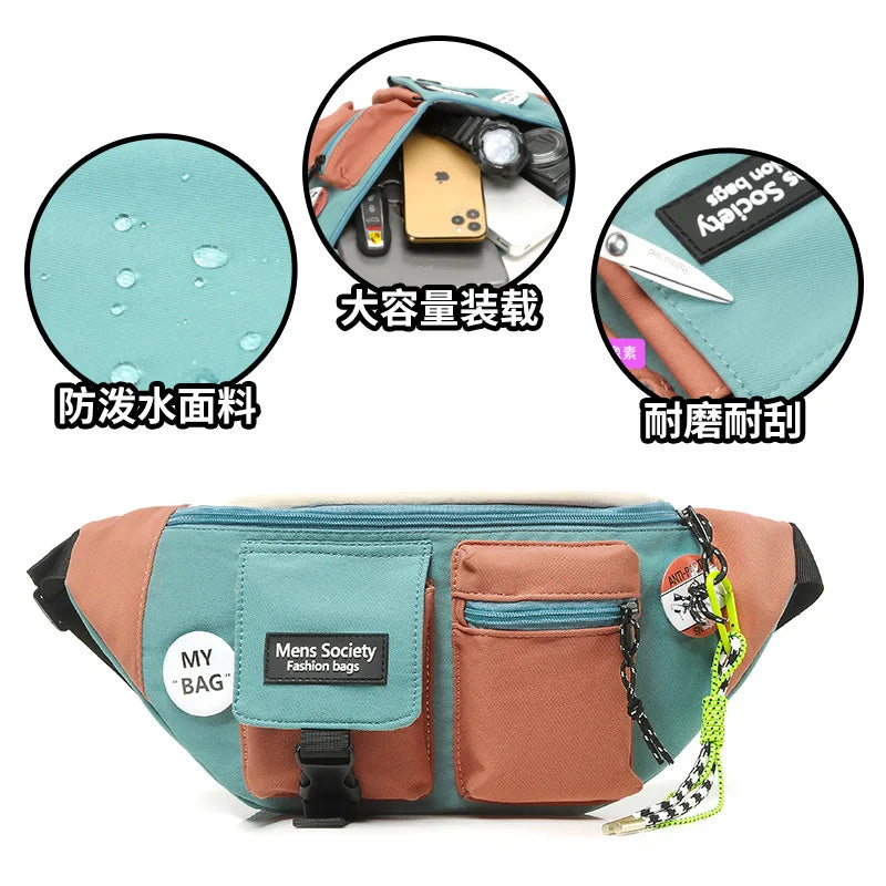 Men S Mobile Phone Storage Cross-Body Weight Reduction Sports Chest Bag Canvas Ultra Light Large