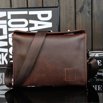 Pu Leather Men S Shoulder Bag Tablet Computer Storage Large Capacity Crossbody Double Twist Lock