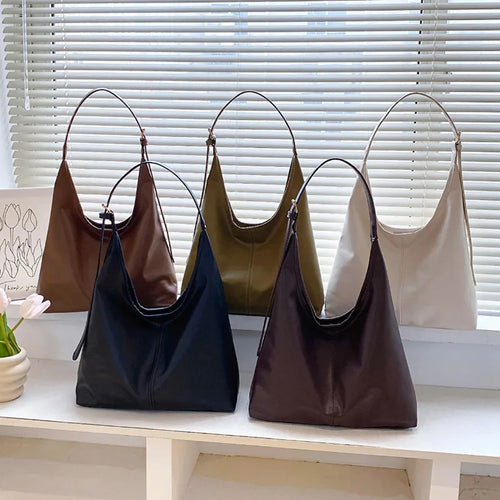 Large Tote Shoulder Bag for Women – Retro Minimalist Style
